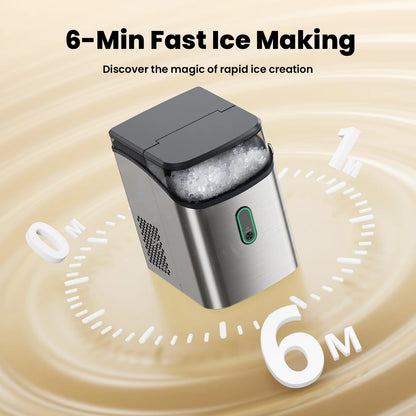 Philergo Nugget Ice Maker Countertop, Pebble Ice Maker with Soft Chewable Ice, 35 lbs/24 Hrs for Home, Kitchen, RV, Camping, Silver