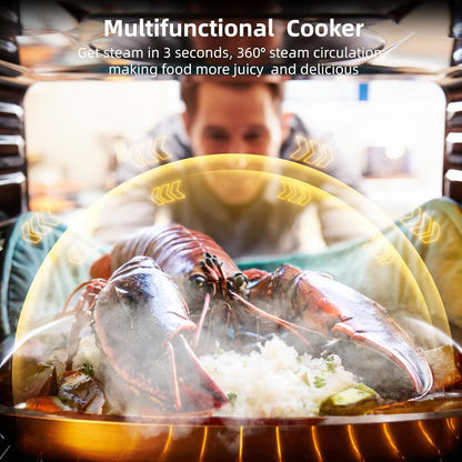 24" Built-in Electric Single Wall Oven, 2.47 Cu. Ft. Convection Wall Oven in Stainless Steel 3000W with 8 Baking Modes & 108 Automatic Recipes, Colorful LED Screen