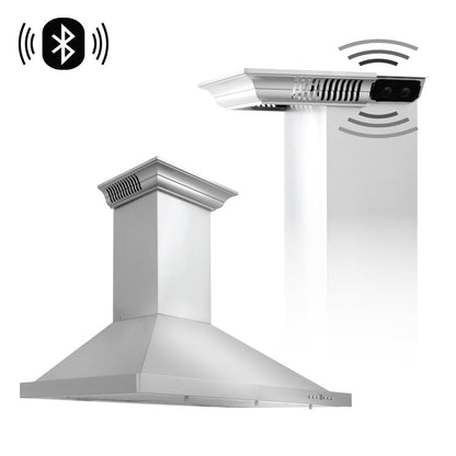 ZLINE 36 in. Wall Mount Range Hood in Stainless Steel with Crown Molding (KBCRN-36)