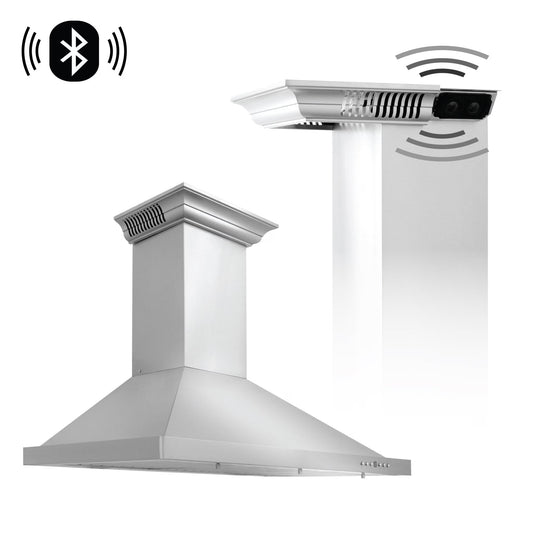 ZLINE 36 in. Wall Mount Range Hood in Stainless Steel with Crown Molding (KBCRN-36)