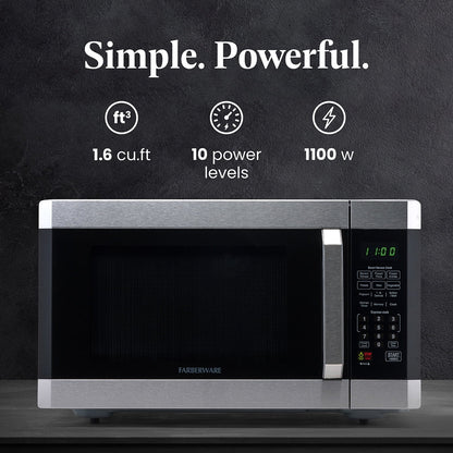 Farberware Smart Sensor Countertop Microwave Oven with LED Lighting & Child Lock, 1.3 Cu Ft