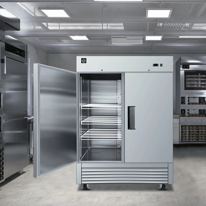 NSF 55 in. 2-Door Reach In Commercial Freezer 47 Cu.Ft. Stainless Steel Freezer Solid Door C55F