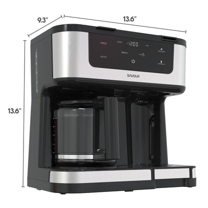 Savour Dual Coffee Maker, 12-Cup and K-Cup Single Serve Coffee Machine, Black
