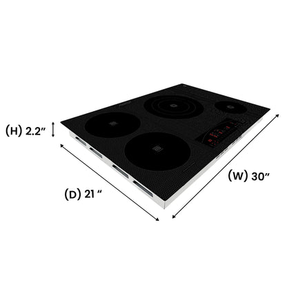 Equator 30" Electric Hybrid CERAMIC-INDUCTION 4 Burner Cooktop 9 Power 220V