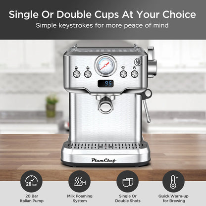 20 Bar Espresso Machine with Milk Frother, Single & Double Shot, ESE Pod Compatible, Removable Water Tank for Cappuccino, Latte, & Machiato for Home Barista