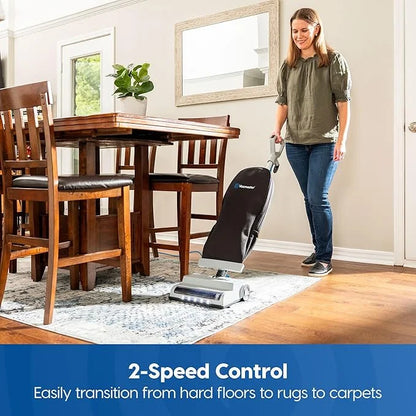 Vacmaster UB0402 Commercial Vacuum Cleaner Ultra-Lightweight 14L Capacity Bagged Upright Vac with LED Headlight and 2-Speed Setting Powerful Suction for Pets, Carpets & Hard Floor