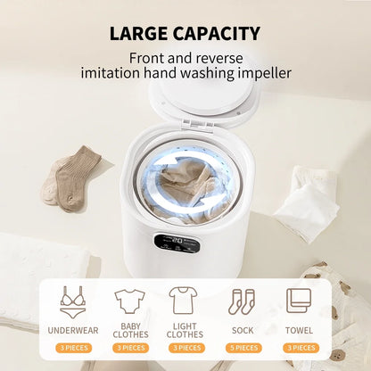 SIMATE Portable Washing Machine, Full Automatic Mini Washer with Spin Function, Compact Laundry Machine for Underwear, Socks, Baby Clothes, 30W, 7L