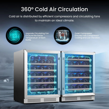 Yeego 30" Wine and Beverage Refrigerator,Two 15" Wine and Beverage Cooler Under Counter or Freestanding, Hold 33 Bottles and 80 Cans(Two Pack)