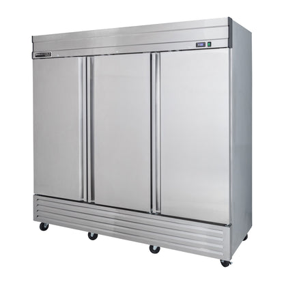 Maxx Cold V-Series 3 Door Reach-In Freezer, Bottom Mount, 81"W, 65 cu. ft. Storage Capacity, in Stainless Steel (MVF-72FDHC)