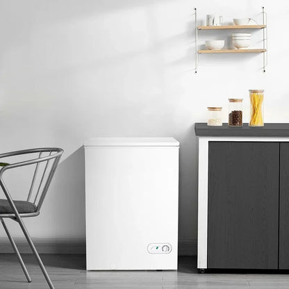 KNDKO 3.5cu.ft Compact Chest Freezer, Mini Freezer with Adjustable Temperature, 2 Removable Baskets, Top Open Door, Energy Saving, Black
