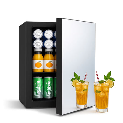 Dimedeal 0.9 Cu.Ft. Mini Beauty Refrigerator with Mirror Door, Black