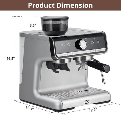 Espresso Machine 20 Bar, Professional Semi Automatic Espresso Maker With Grinder