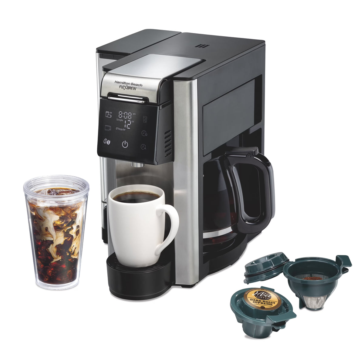 Hamilton Beach FlexBrew Advanced 5-in-1 Coffee Maker, Removable Dual-Position 60 oz. Water Reservoir, 49927