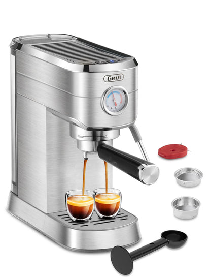 Gevi Compact Espresso Coffee Machine with Milk Steam Wand GECME418EA-U