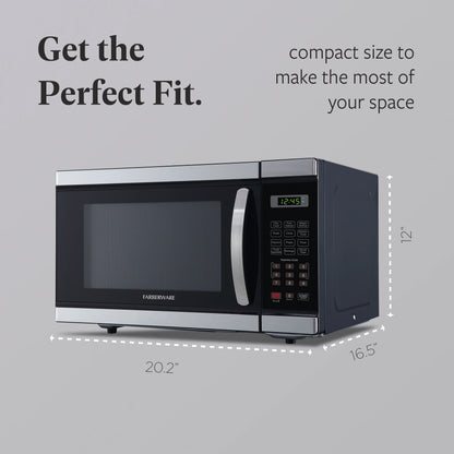 Farberware Countertop Microwave Ov 1100 Watts, 2.2 cu ft - Smart Sensor With LED Lighting and Child Lock - Perfect for Apartments and Dorms - Easy Clean Black Interior, Stainless Steel