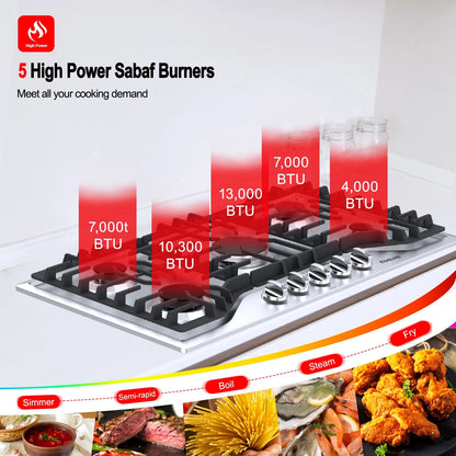 Gasland Chef 36 in. NG/LPG Convertible Gas Cooktop in Stainless Steel with 5 Burners
