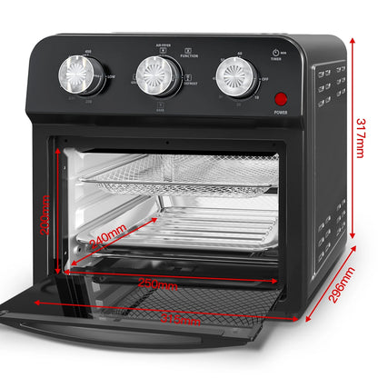 PlumChef 13 Quart 4 Slices Air Fryer Convection Toaster Oven, 1500W, 7 in 1 Multifunction with Roast, Bake, Grill, Broil, Toast, Dehydrate, Defrost, Stainless Steel
