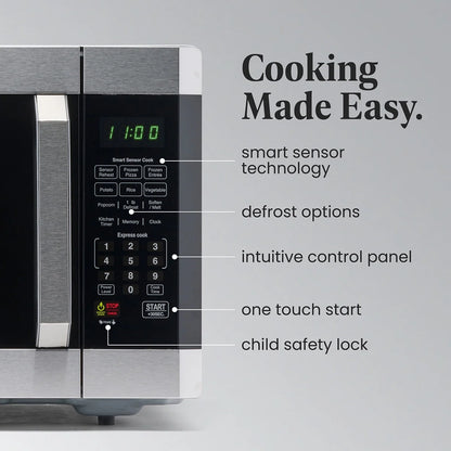 Farberware Smart Sensor Countertop Microwave Oven with LED Lighting & Child Lock, 1.3 Cu Ft