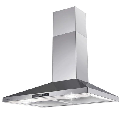 Wall Mount Range Hood 30 inch Stainless Steel Stove Hood Ducted Ductless Vent Hood Touch Control