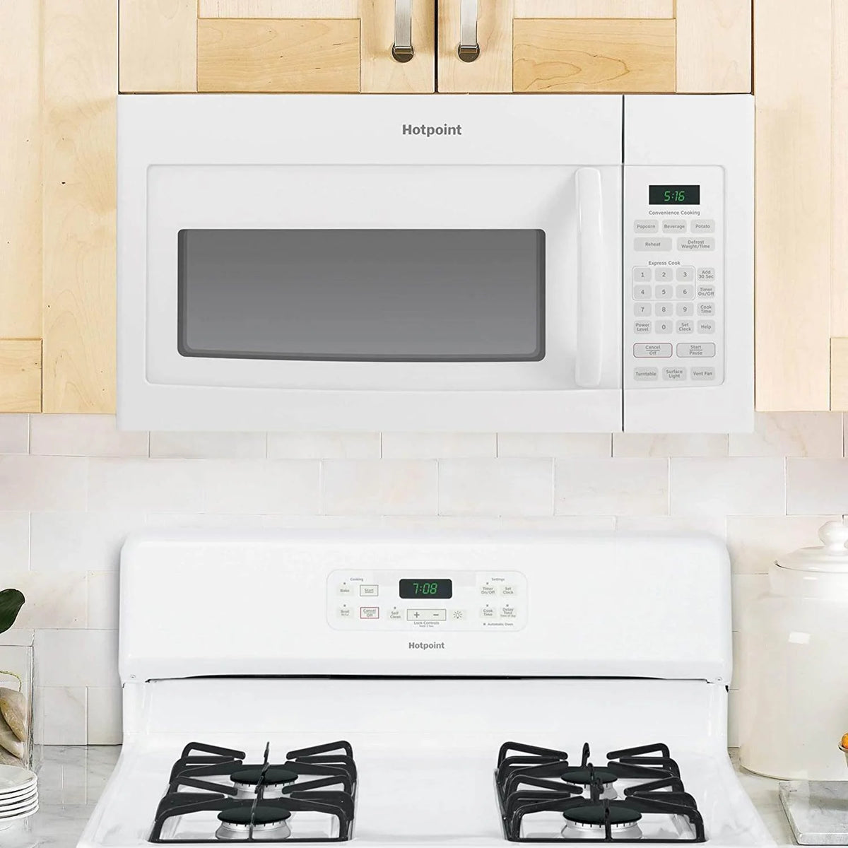 Hotpoint 1.6 Cu.Ft. Over-The-Range Microwave Oven, White, 950 W