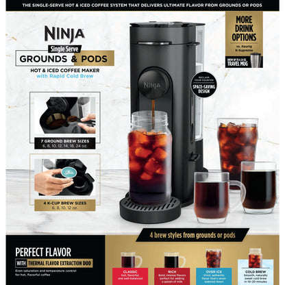 Ninja Single-Serve Pods & Grounds Hot and Iced Coffee Brewer with Rapid Cold Brew