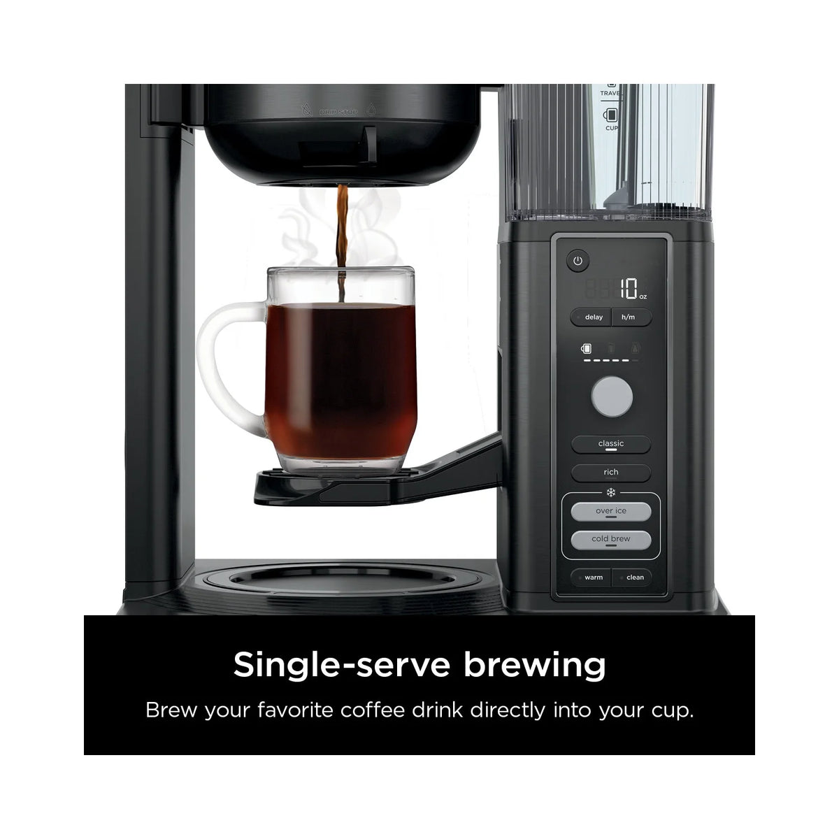 Ninja Hot & Iced Coffee Maker, Single Serve to 10 Cup Carafe, Drip, Rapid Cold Brew, CM360 Black