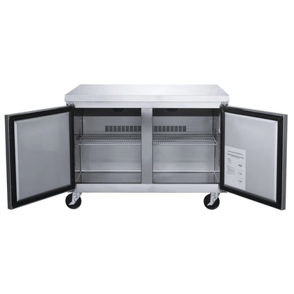 NSF 48 in. 2-Door Undercounter Freezer 13 Cu. Ft. Worktop Commercial Freezer in Stainless Steel ETL