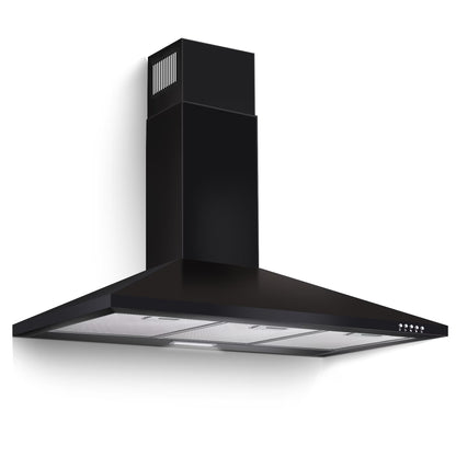 36 Inch Range Hood 450CFM Wall Mount Stainless Steel Kitchen Vent Hood Fan 3 Speed LED Light Chimney Hood Retractable black