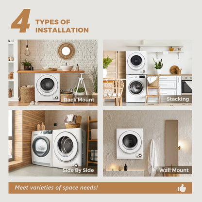 EUHOMY 1.5 Cu.Ft Portable Clothes Dryer 850W Front Load with 200 Minute Timer for Apartment Home DOE Certified, White