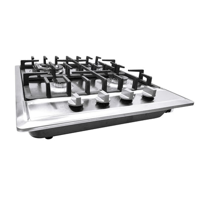 Stainless Steel 4-Burner Gas Stove, 3.0KW+1.75KW+1.0KW, Built-In Cooktop with Rotary Switch for Homes, Restaurants