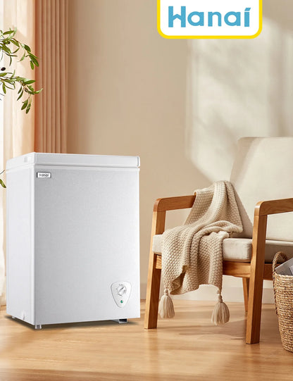WANAI 3.5 Cu.ft Chest Freezer Small Deep Freeze with 7 Gears Temp Control Office Dorm Kitchen White