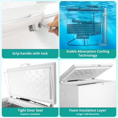 7 Cu ft Propane Chest Freezer LPG/110V 2 Way Freezer with Lock and Top Open Door Outdoor Camping