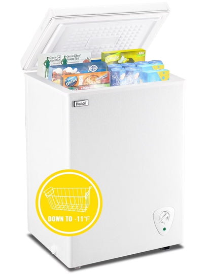 WANAI 3.5 Cu.ft Chest Freezer Small Deep Freeze with 7 Gears Temp Control Office Dorm Kitchen White