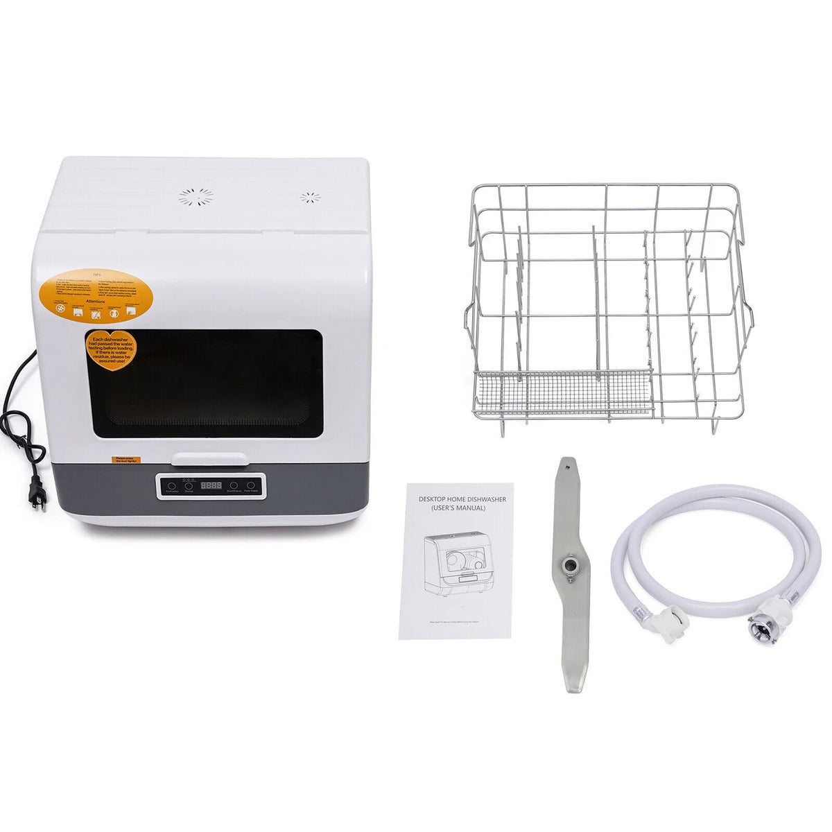 800W Tabletop Dishwasher, IPX1 Waterproof, Multiple Wash Programs, Portable Dishwasher with Water Tank Air Dry 110V