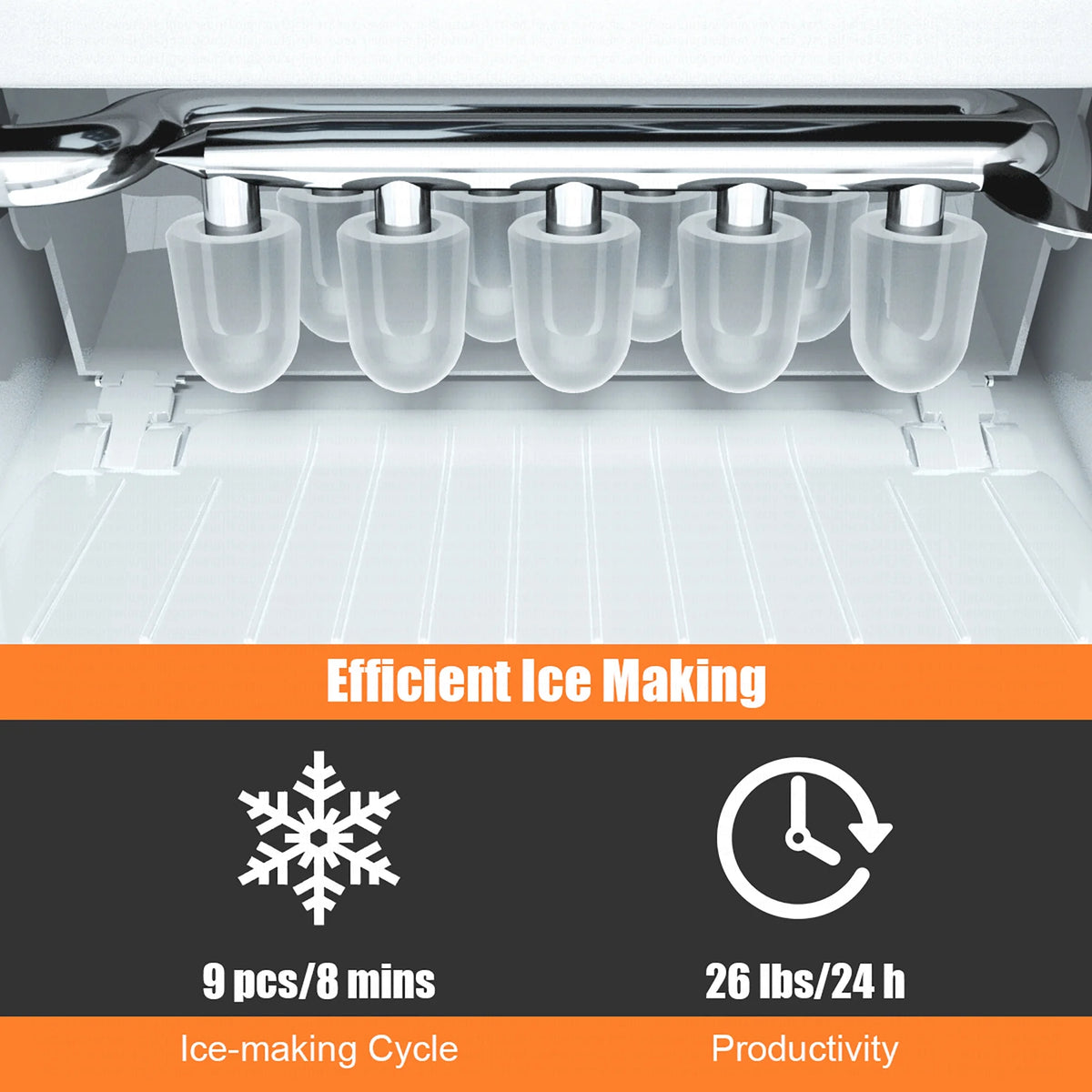 Costway Portable Ice Maker Machine Countertop 26Lbs/24H Self-cleaning w/ Scoop Green