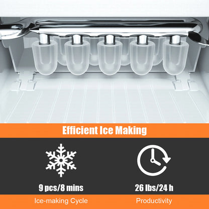 Costway Portable Ice Maker Machine Countertop 26Lbs/24H Self-cleaning w/ Scoop Green