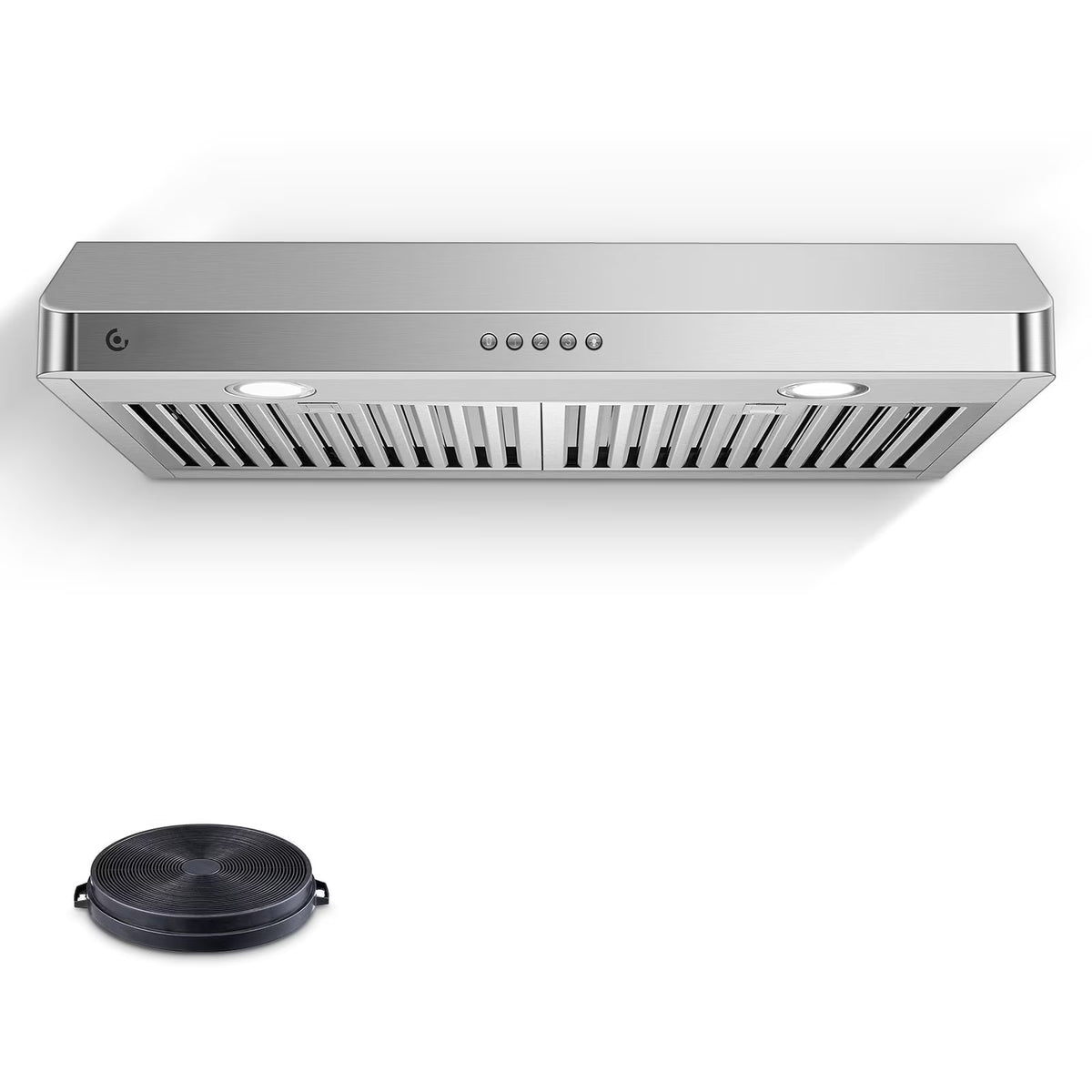 AMZCHEF Under Cabinet Range Hood 30 Inch, 750CFM Wall Mount Range Hood with 3 Speed Kitchen Exhaust Fan, Button Control, AC Motor