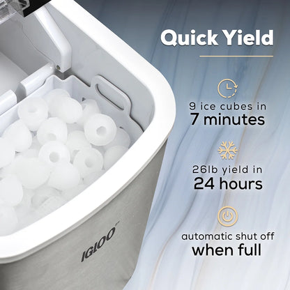 Igloo Handled Automatic Ice Machine Self Cleaning Countertop Ice Maker with Scoop, Aqua