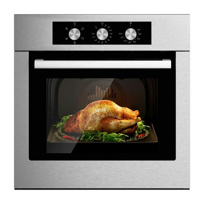 Yardi Yard 24 Inch Single Wall Oven 2.47Cu.ft with 5 Cooking Modes, Single Wall Oven with 360�� Hot Air Circulation, Well-made Built-in Oven for Indoor, Silver