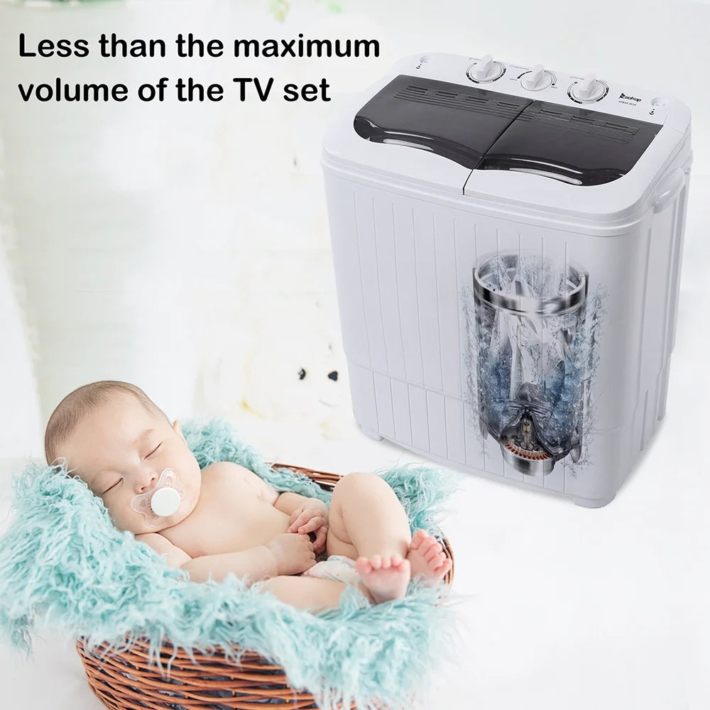 Compact Twin Tub with Built-in Drain Pump XPB35-188S 14.3(7.7 6.6)lbs Semi-automatic Gray Cover Washing Machine