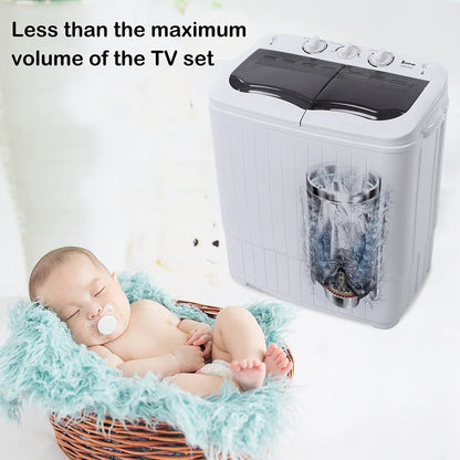 Compact Twin Tub with Built-in Drain Pump XPB35-188S 14.3(7.7 6.6)lbs Semi-automatic Gray Cover Washing Machine