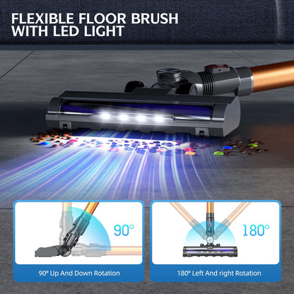Roanow Cordless Vacuum Cleaner, 38KPA/55Mins with Display Stick Vacuum for Home Hardwood Floor Carpet Pet