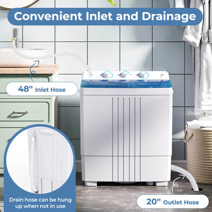 Costway Twin Tub 20Lbs Top Load Washing Machine with Gravity Drain