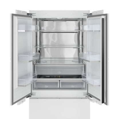 36 In. Panel Ready French Door Refrigerator With Ice maker, water dispenser, Frost Free . 19.6 total cubic feet