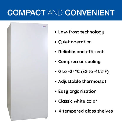 Koolatron Garage-Ready Upright Freezer 7.0 cu ft (198L) White Low Frost