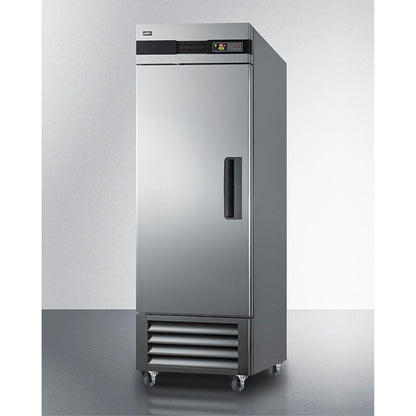 Commercially approved frost-free reach-in freezer in complete stainless steel, left hand door swing
