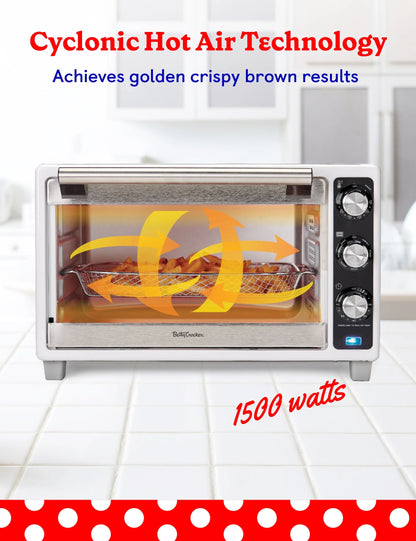 Betty Crocker Air Fryer Convection Toaster Oven, Multifunction 6-Slice Toaster and Air Fryer Oven, 0.8 Cu. Ft. 6 Slice Capacity AirFryer Toaster Oven Combo, 7 Function Convection Oven, Silver