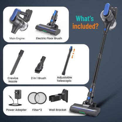 VACFORE Vacuum Cleaner, 6 in 1 Powerful Suction Cordless Vacuum, for Home Hardwood Floor