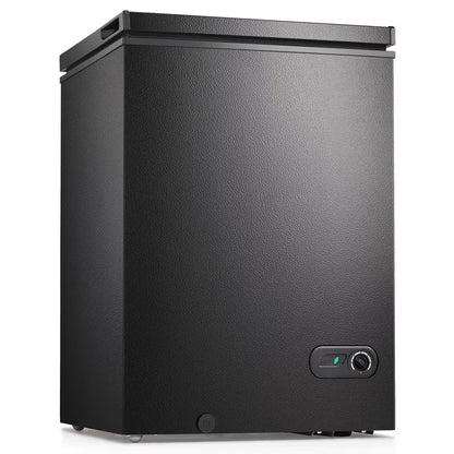 KNDKO 3.5cu.ft Compact Chest Freezer, Mini Freezer with Adjustable Temperature, 2 Removable Baskets, Top Open Door, Energy Saving, Black