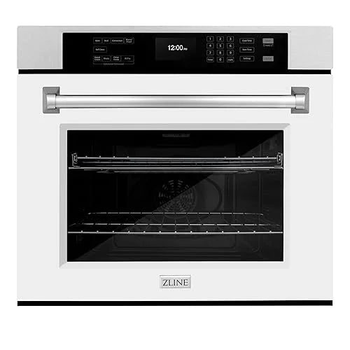 ZLINE 30 in. Professional Convection Single Wall Oven with Air Fry and Self Clean in DuraSnow Stainless Steel with White Matte Door (WASS-WM-30)